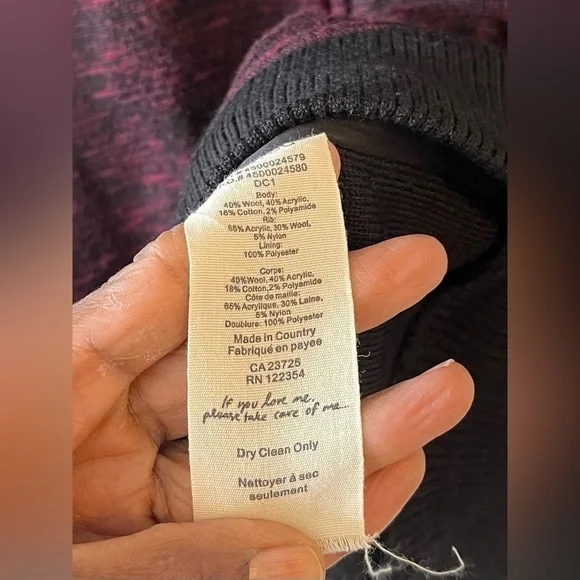 Aritzia Wilfred Varsity Bomber Jacket Size 8 Wool & Cotton Blend Black/ Maroon - Picture 12 of 12